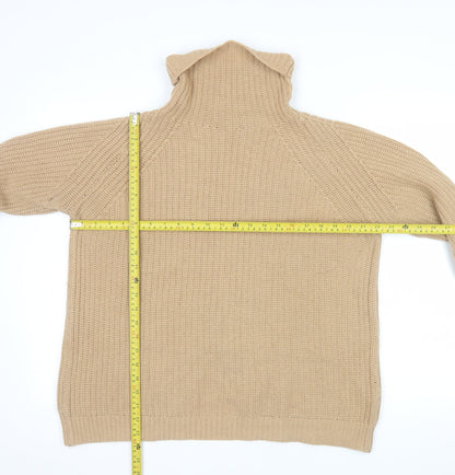 FARHI by Nicole Farhi Women Beige Roll Neck Wool Blend Jumper L