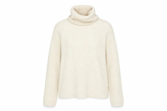 Stradivarius Women Beige Roll Neck Ribbed Knit Jumper Size 12