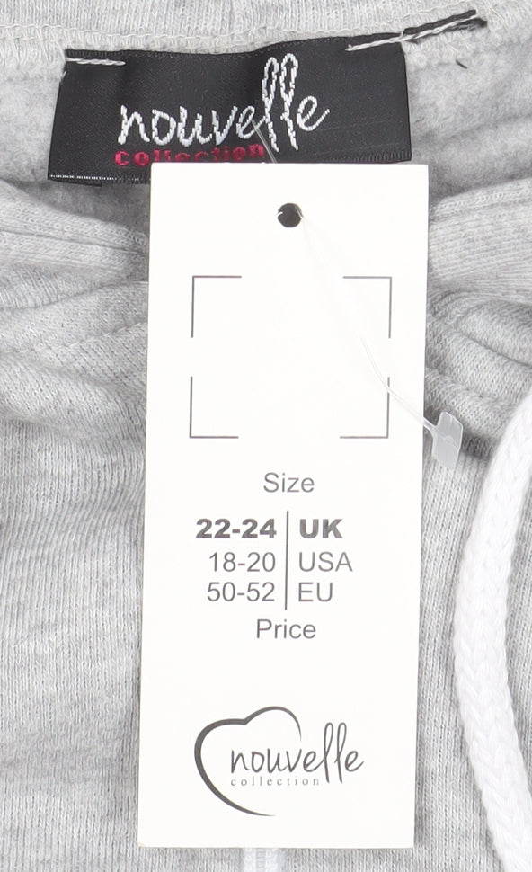 Nouvelle Collection Women Grey Full Zip Hoodie Size 22-24 Plus Polyester