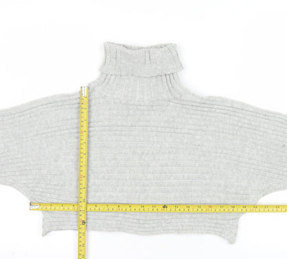 New Look Women Grey Roll Neck Ribbed Knit Jumper Size S