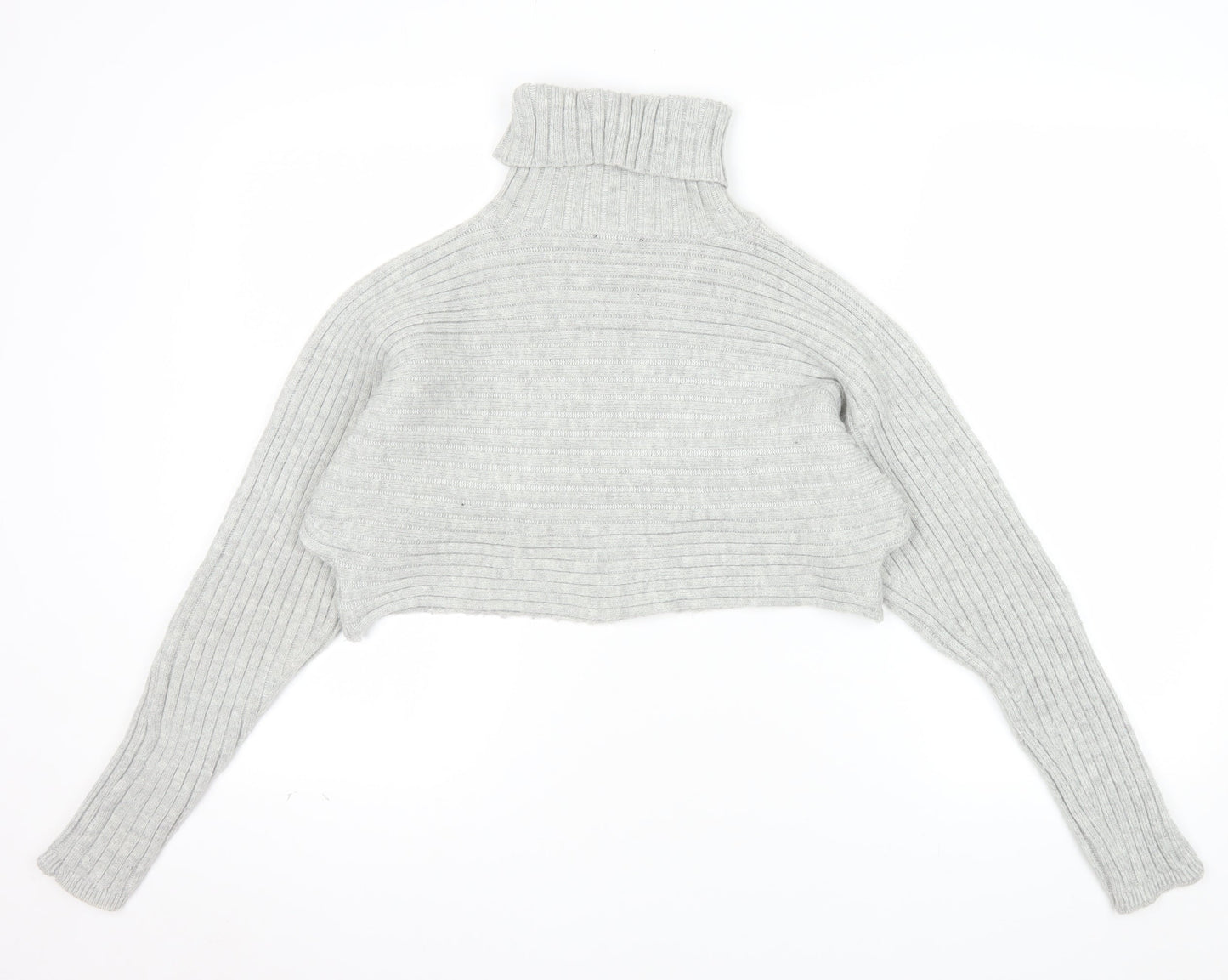 New Look Women Grey Roll Neck Ribbed Knit Jumper Size S