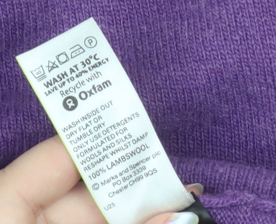 Marks and Spencer Women’s Purple Roll Neck Lambswool Jumper UK 16