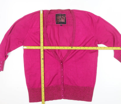 Butterfly by Matthew Williamson Women's Pink Size 14 V-Neck Cardigan