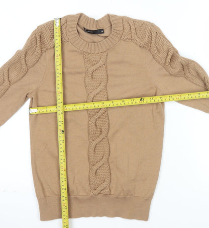 Karen Millen Women's Beige Cable-Knit Crew Neck Jumper XS