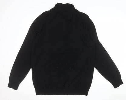 Marks and Spencer Men's Black Merino Wool Henley Jumper L