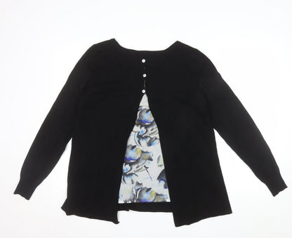 Society 8 Women's Black Round Neck Long Sleeve Cardigan Size 12