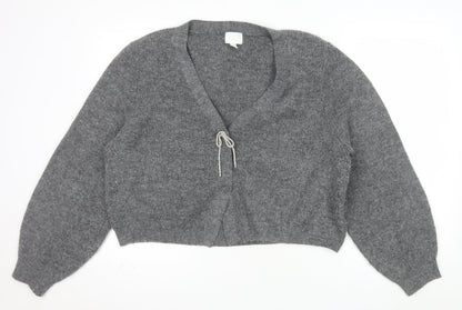 H&M Women’s Grey V-Neck Chunky Knit Cardigan Size 16 Relaxed Fit