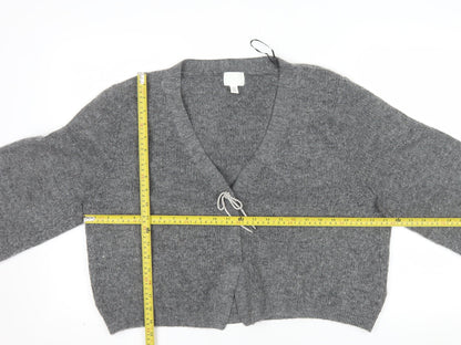 H&M Women’s Grey V-Neck Chunky Knit Cardigan Size 16 Relaxed Fit