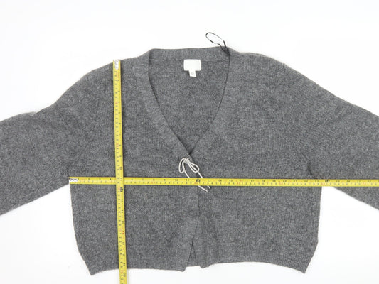 H&M Women’s Grey V-Neck Chunky Knit Cardigan Size 16 Relaxed Fit