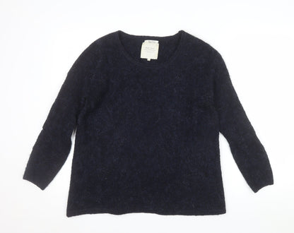 Part Two Women Navy Blue Alpaca Blend Wool Jumper XS Round Neck Long Sleeve