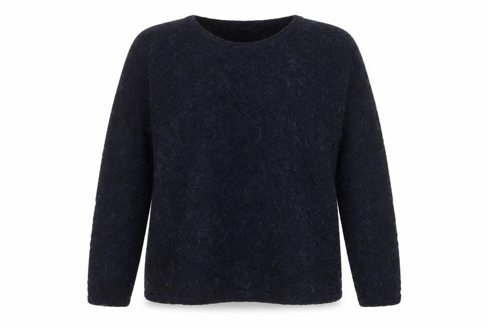 Part Two Women Navy Blue Alpaca Blend Wool Jumper XS Round Neck Long Sleeve