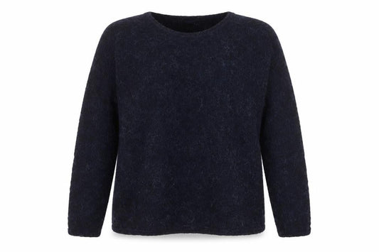 Part Two Women Navy Blue Alpaca Blend Wool Jumper XS Round Neck Long Sleeve