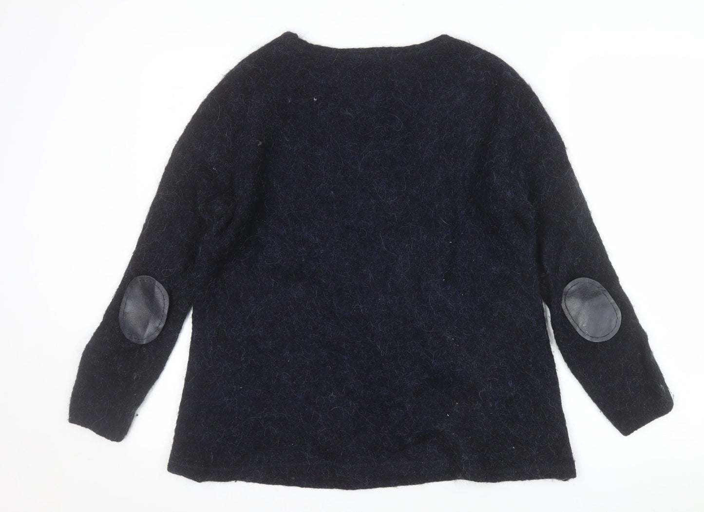 Part Two Women Navy Blue Alpaca Blend Wool Jumper XS Round Neck Long Sleeve