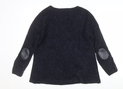 Part Two Women Navy Blue Alpaca Blend Wool Jumper XS Round Neck Long Sleeve