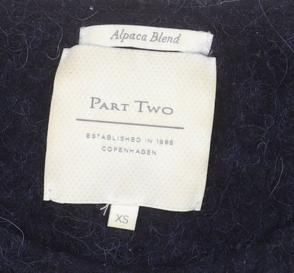 Part Two Women Navy Blue Alpaca Blend Wool Jumper XS Round Neck Long Sleeve