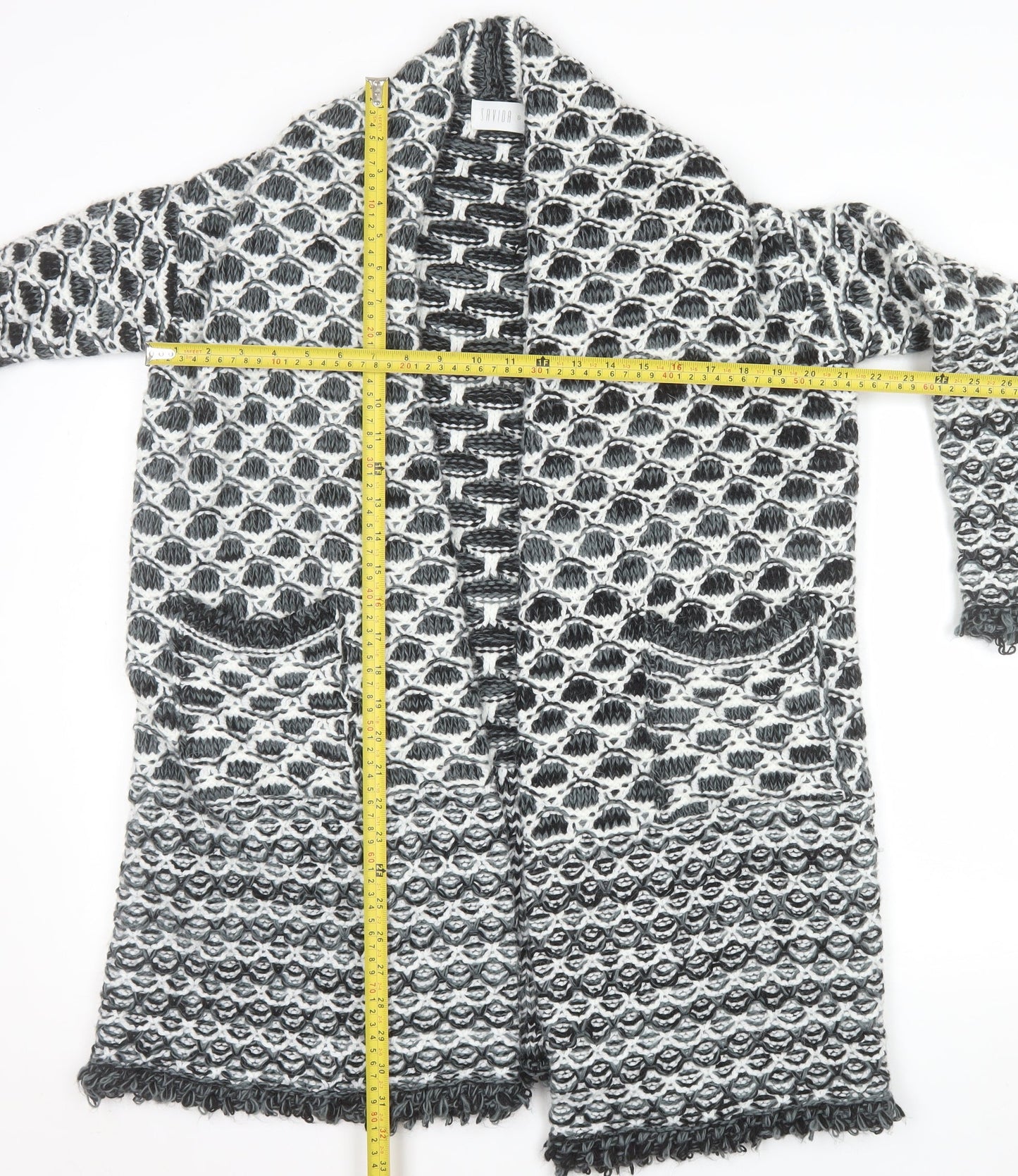 Savida Women Grey Chunky-Knit Long Cardigan Size S