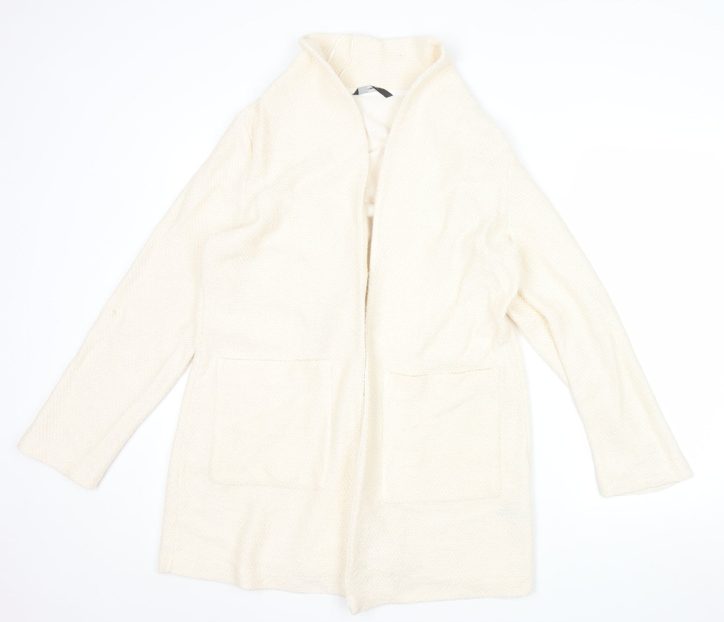 George Women's Beige Knit Coatigan UK 12 Open Front Long Sleeve