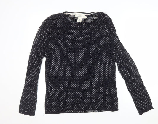 H&M Women’s Black Polka Dot Crew Neck Long Sleeve Jumper Size S