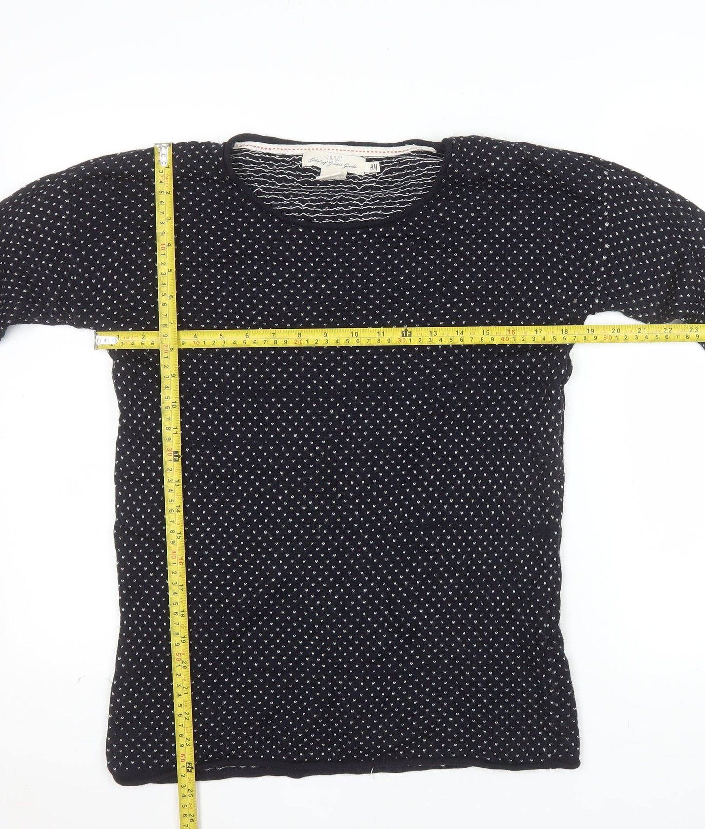 H&M Women’s Black Polka Dot Crew Neck Long Sleeve Jumper Size S