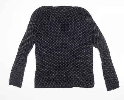 H&M Women’s Black Polka Dot Crew Neck Long Sleeve Jumper Size S