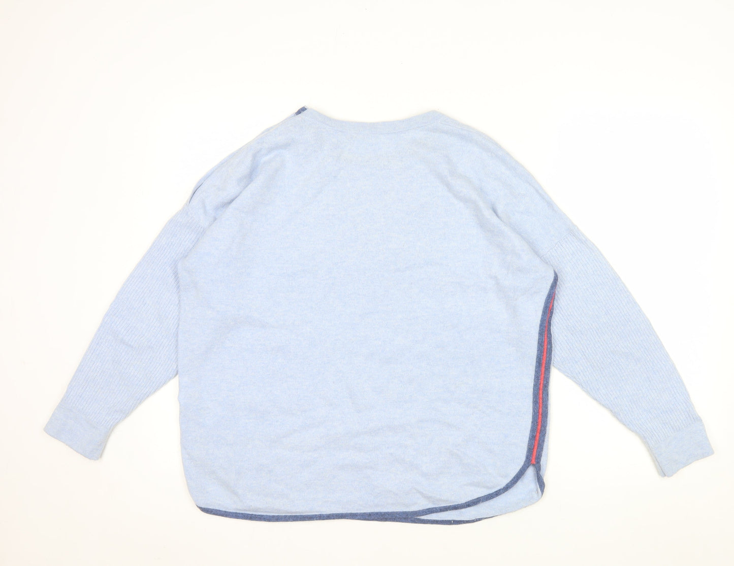 White Stuff Women's Blue Button Detail Crew Neck Jumper Size 14