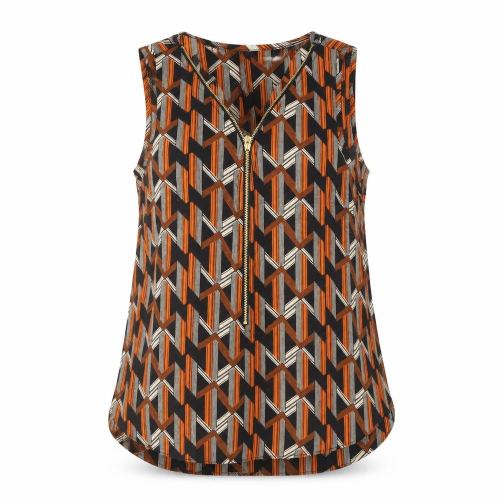 Apricot Women’s Multicoloured Geometric Sleeveless Zip Blouse UK10