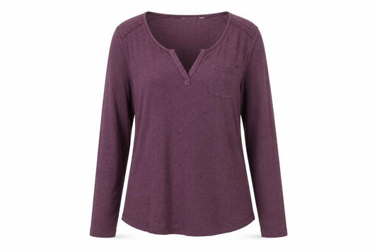 FatFace Womens Purple Long Sleeve Jersey V-Neck Top Size 12