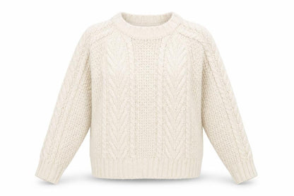 FatFace Women Ivory Cable Knit Crew Neck Wool Jumper Size 10