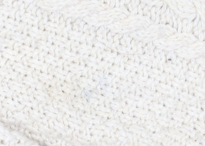 Fat Face Women Ivory Cable Knit Crew Neck Wool Jumper Size 10