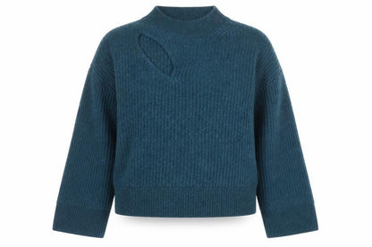Hush Women’s Blue Mock Neck Wool Blend Knit Jumper Size S