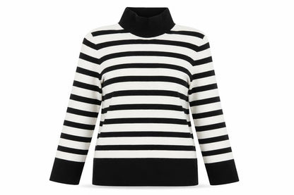 COS Womens Black Stripe Roll Neck Cotton Jumper Size S