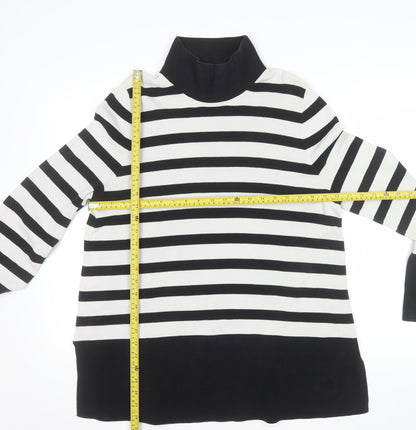 COS Womens Black Stripe Roll Neck Cotton Jumper Size S
