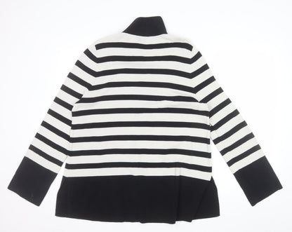 COS Womens Black Stripe Roll Neck Cotton Jumper Size S