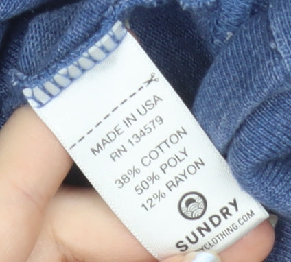 Sundry Womens Blue Pullover Hoodie Cotton Blend Size M