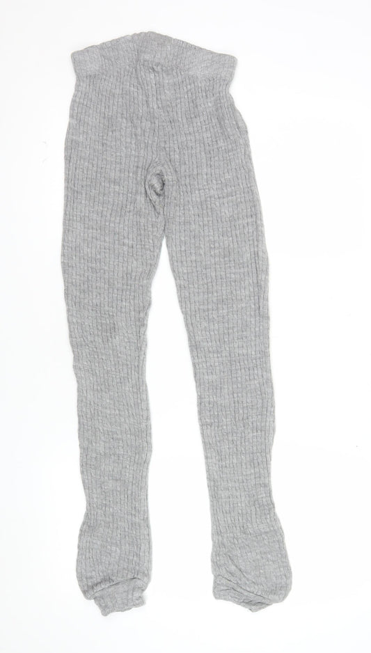 Lipsy London Women’s Grey Ribbed Knit Leggings Size S