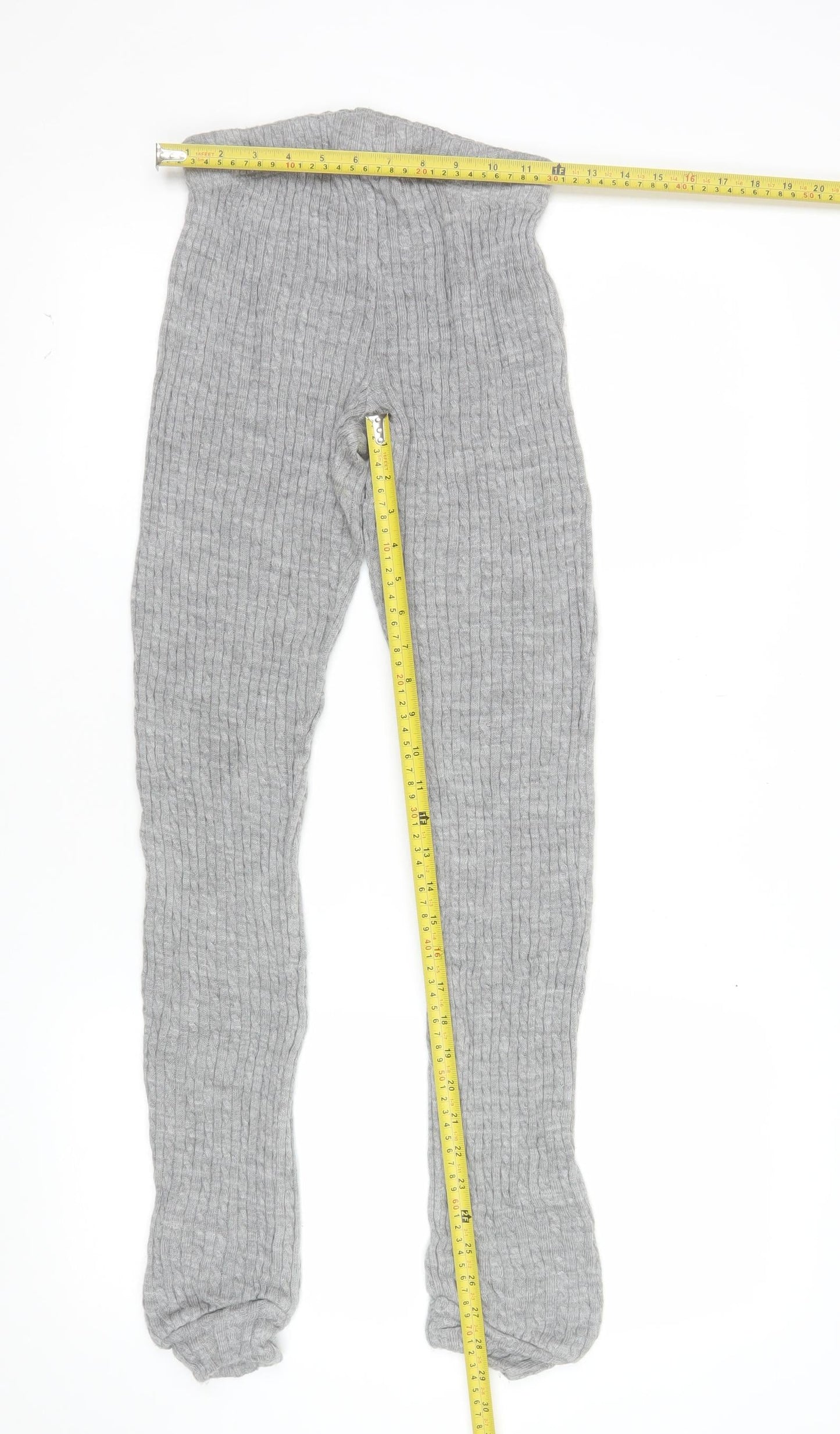 Lipsy London Women’s Grey Ribbed Knit Leggings Size S