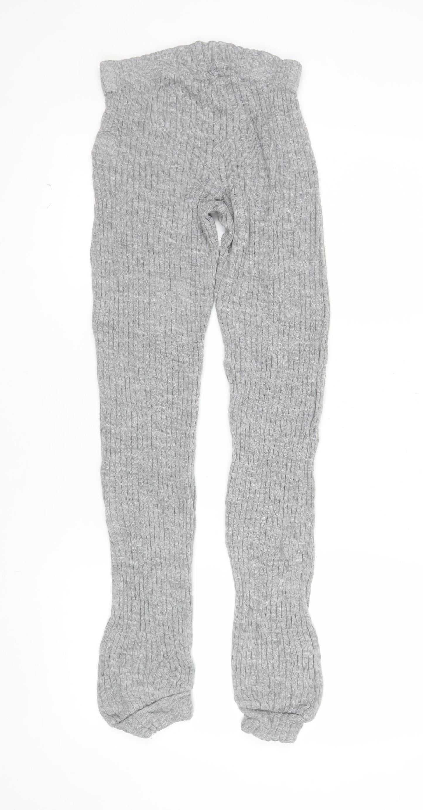 Lipsy London Women’s Grey Ribbed Knit Leggings Size S
