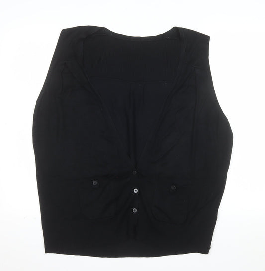 Marks and Spencer Women's Black V-Neck Sleeveless Cardigan UK 22