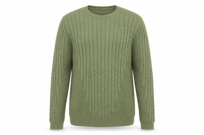 ASOS DESIGN Men's Green Cable-Knit Crew Neck Jumper Size L