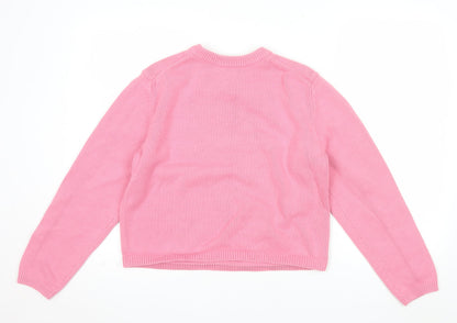 Marks and Spencer Women Pink Knit Crew Neck Long Sleeve Jumper M
