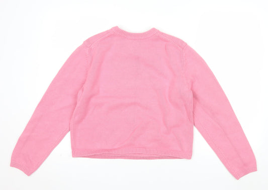 Marks and Spencer Women Pink Knit Crew Neck Long Sleeve Jumper M