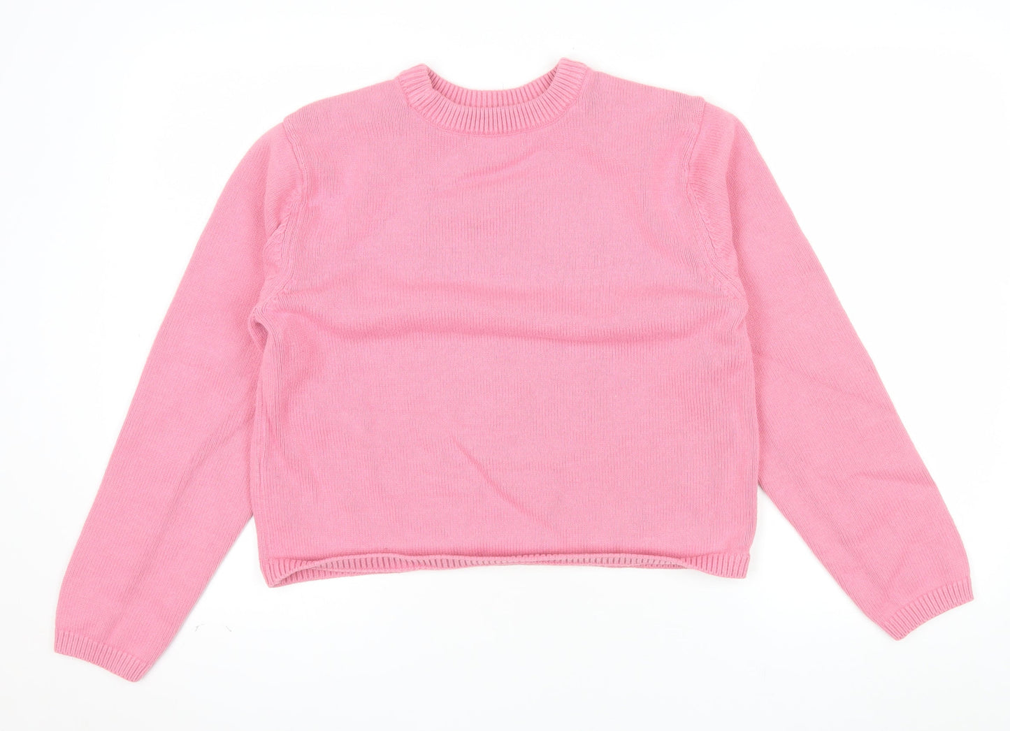 Marks and Spencer Women Pink Knit Crew Neck Long Sleeve Jumper M