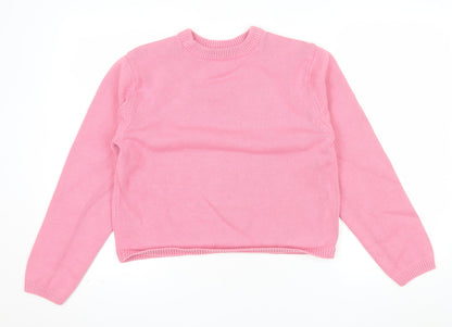Marks and Spencer Women Pink Knit Crew Neck Long Sleeve Jumper M