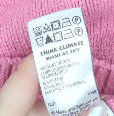Marks and Spencer Women Pink Knit Crew Neck Long Sleeve Jumper M