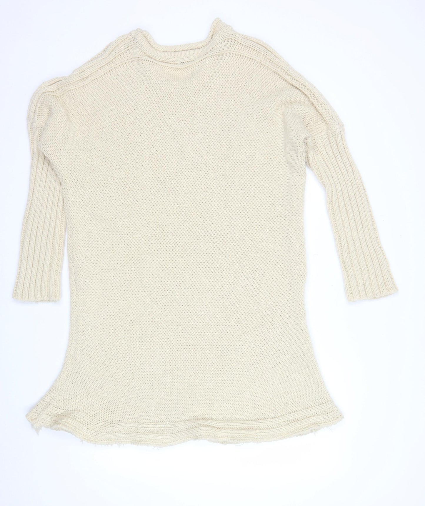Stitch & Pieces Women’s Beige Cotton Chunky Knit Tunic Jumper Size 14