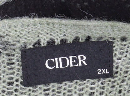 Cider Women's Green Black Distressed Knit Jumper Dress 2XL