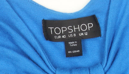Topshop Women’s Blue Sleeveless Bubble Hem Jersey Dress UK 12