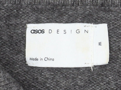 ASOS DESIGN Women's Grey Collared Button-Up Knit Cardigan M 12-14