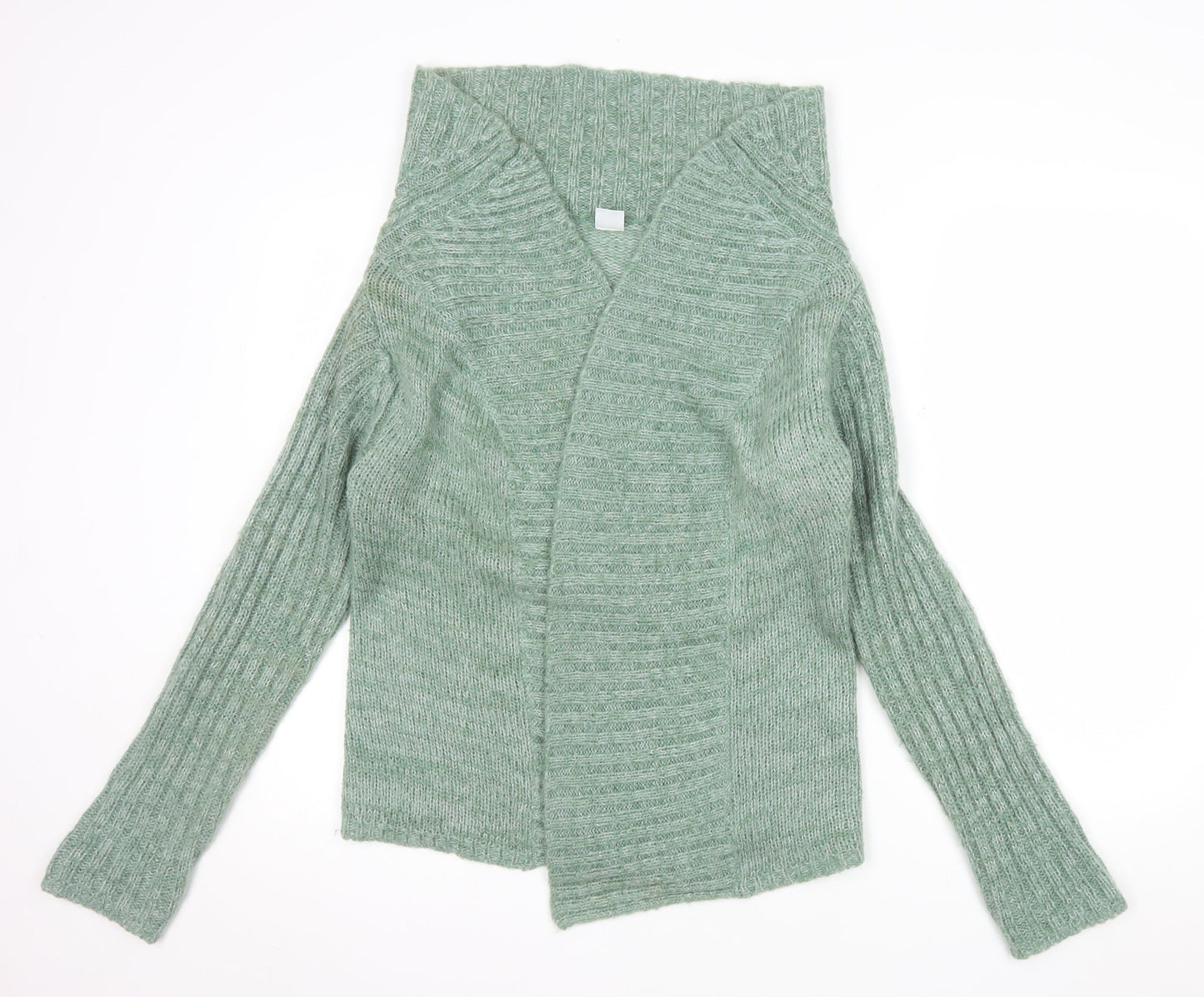 New Look Women's Green Chunky Knit Open Cardigan Size 14