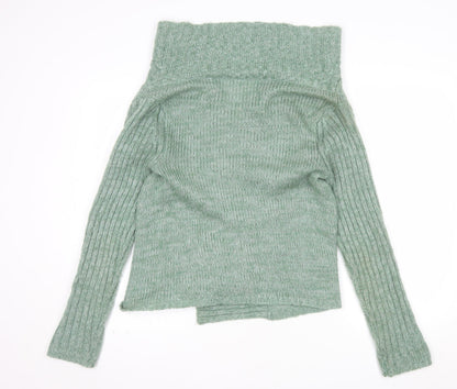 New Look Women's Green Chunky Knit Open Cardigan Size 14